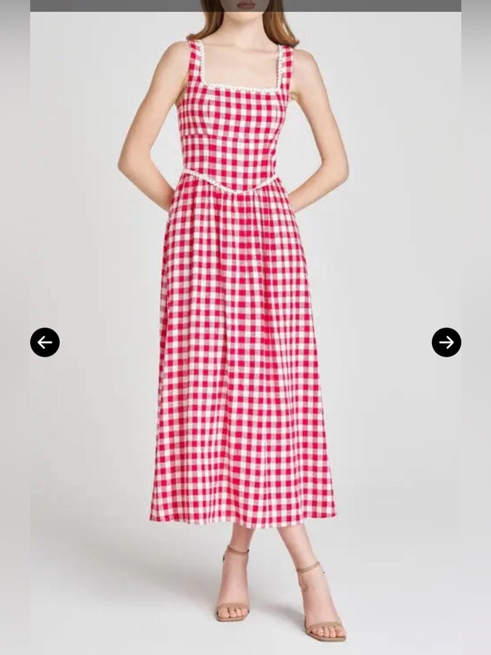 WAYF x Styled Coco! Gracie Gingham Linen-Blend Midi Dress NWT Xsmall XS